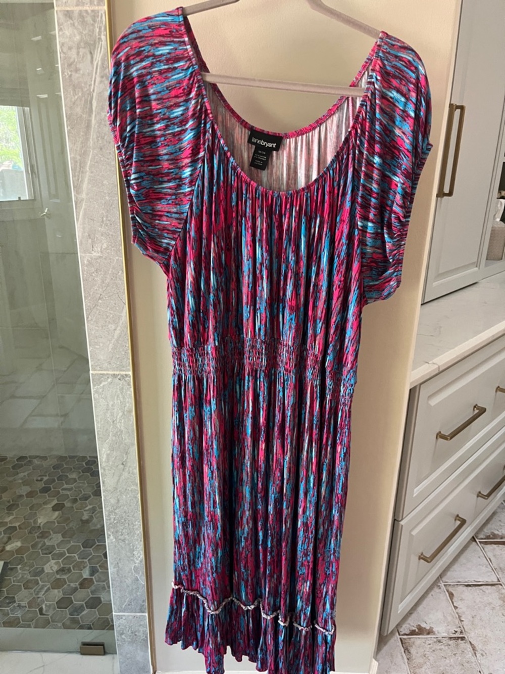 Lane Bryant Blue and Pink Midi Dress